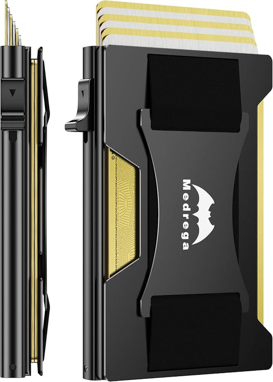 Smart Wallet for Men Slim Minimalist: Metal Pop Up Wallet - RFID Front Pocket Credit Card Holder - Gift for Male Husband at Anniversay Brithday