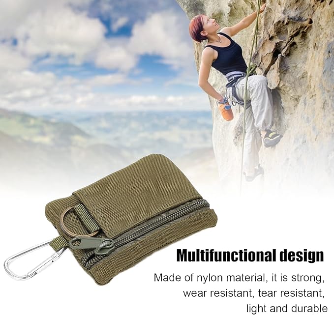 Mini Size EDC Utility Pouch Bags, Molle Pouch with Carabiner, EDC Pocket Organizer, Mini Molle Pouch Wallet for Biking Camping