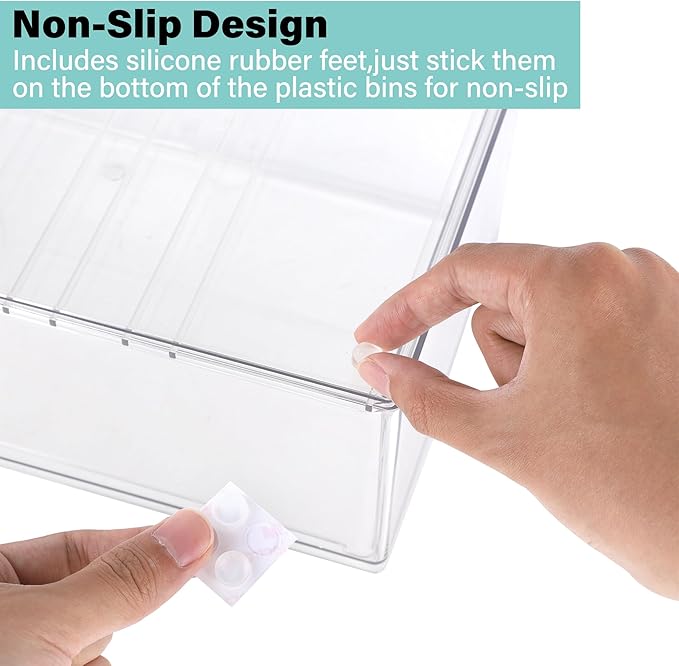 Prsildan Stackable Clear Makeup Organizer Acrylic Storage Drawers with 2 Drawers for Vanity Bathroom Office Desk Modular Drawer System for Cosmetics Jewelry Toiletries Home Organization