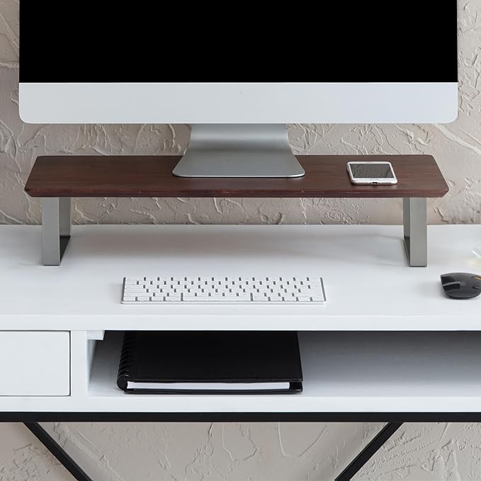 Anji Mountain Monitor Stand - Desktop Organizer & Laptop Riser, Ergonomic Monitor Riser, Space-Saving Monitor Stand for Desk, Durable Construction, Easy Assembly, Ideal for Home & Office,Walnut