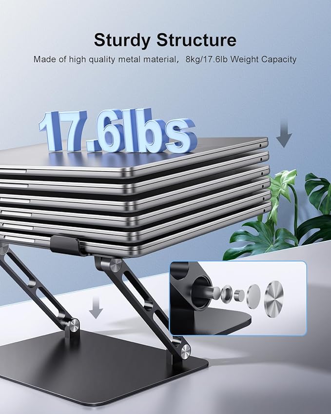 JOIOT Adjustable Laptop Stand Ergonomic Computer Riser Aluminum Laptop Stand for Desk Portable Notebook Stand Laptop Riser Holder Compatible with 10-17.3?™â€?Laptops Tablets,Black