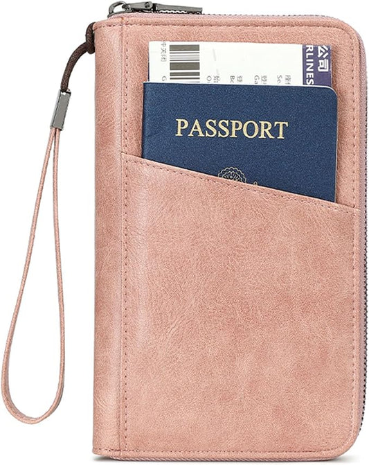 Family Passport Holder for Travel Women and Men Multiple RFID blocking Passport Holder MultiFunction Passport Wallet Passport Case Passport cover with Zipper