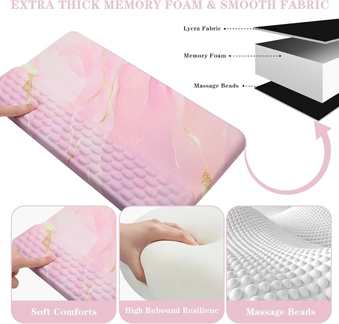 Ergonomic Keyboard Stand with Wrist Rest, Computer Wrist Support Pad, Tilted Keyboard Riser Holder Lift Tray with Wrist Pad, Easy Typing, Comfy Soft Memory Foam Desk Cushion for Office