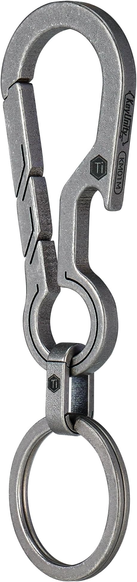 KeyUnity KM01 Titanium EDC Keychain Clip with Bottle Opener, Quick Release Carabiner Key Ring Holder for Men
