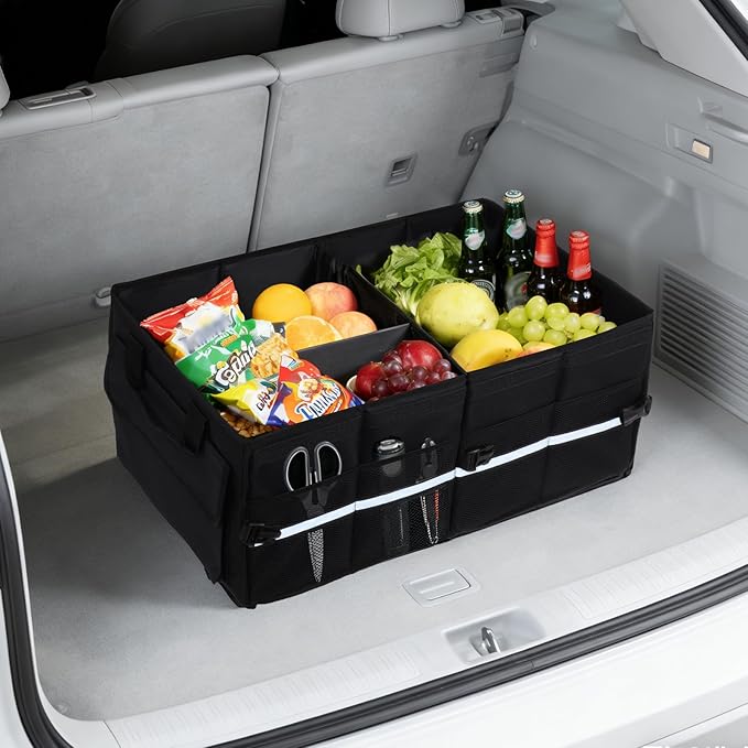 Car Trunk Organizer, A Foldable Car Trunk Storage Organizer Designed For All Car, 56L Capacity Waterproof Car Accessories For All People, With Detachable Covers, Made Of 600D Oxford Cloth