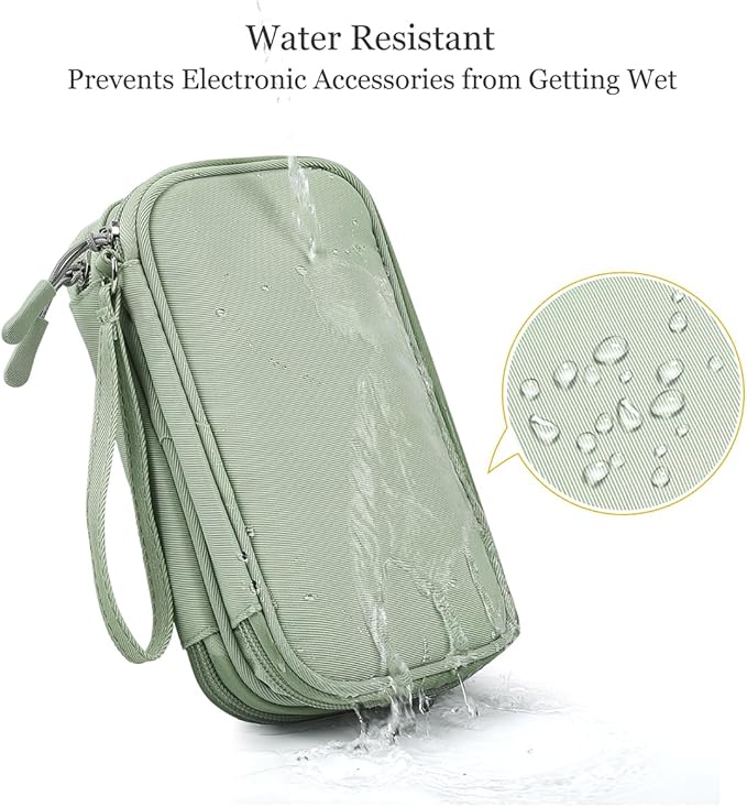CAAORDKSO Cord Organizer Travrel Bag, Electronic Organizer Travel Case, Water Resistant Cable Organizer Pouch for Cable, Cord, USB, Charger, Phone, Power Bank, Earphone (Mint Green, Medium)