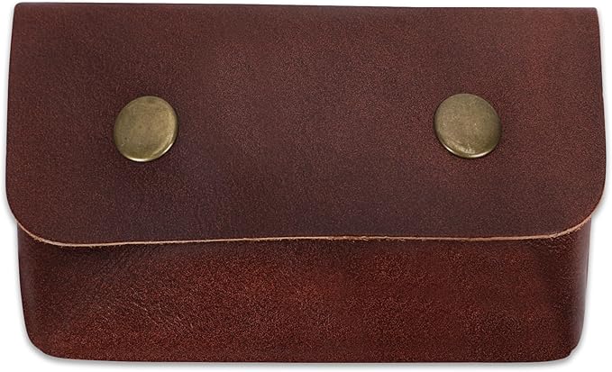 Leather Double Coin Pouch Premium Cash & Card Holder Compact Cable Organizer Travel Makeup Bag, Handmade Artisan Craft Vintage Leather Accessories Multipurpose Wallet & Organizer (Wine)
