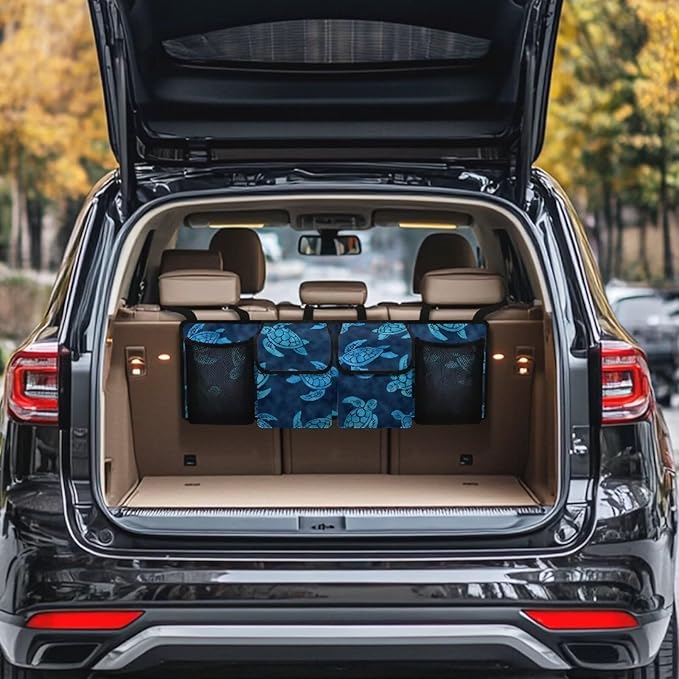 Blue Turtles Car Trunk Organizer Hanging Car Back Seat Storage Bag Collapsible Auto Cargo Bag Auto interior Accessories for Most Sedans SUV Jeep Trucks MPV