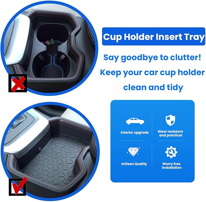 for RAV4 Coasters Storage Tray Cup Holder Tray Center Console Storage Tray Compatible with Toyota 2023 RAV4 Accessories 2023 2022 2021 2020 2019 Cup Holder Cover
