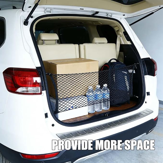 Cargo Net Stretchable, Trunk Bed Net, 43.3x15.7 Inch Adjustable Elastic Trunk Storage Net with Hook, Double-Layered Network Car Accessories for SUVs, Cars, and Trucks (43.3x15.7 Inch)
