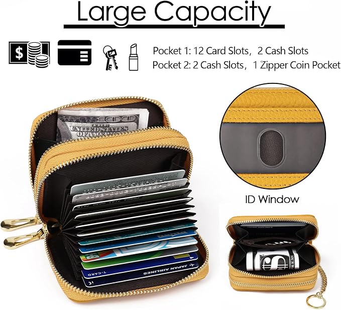 imeetu Rfid Credit Card Holder,Genuine Leather Businese Card Case,Rfid Blocking Wallet for Women & Men