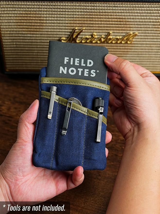 Sayram SP6 EDC Pouch, Waxed Canvas Compact Pocket Organizer, EDC Pocket Pouch for Men, Zippered Pocket Pouch, Mini EDC Organizer for Everyday Carry, Multitool Organizer Pouch (Oil Wax Dark Blue)