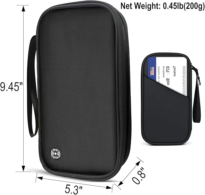 Family Passport Holder for 4,5, Large Rfid Blocking Passport Holder Wallet, Travel Document Organizer Waterproof with 9 Credit Cards Slots for Men & Women (Large, Black)