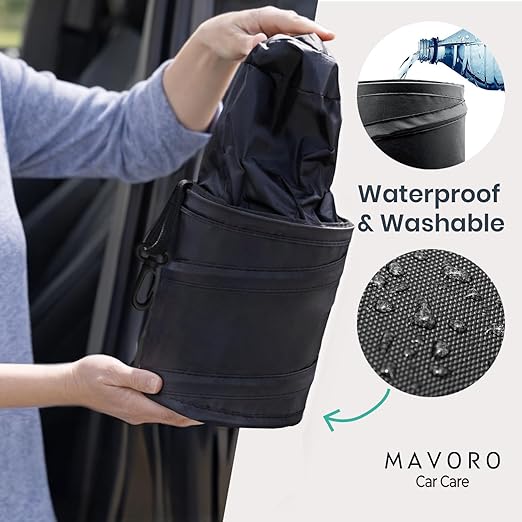 Mavoro 2 Pack, 1 Gallon Car Trash Can | Waterproof Collapsible Pop-Up Car Bin (2 Pack, 1 gal)