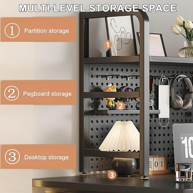 Standing Desk Shelf Desk Shelf Organizer, Countertop Hutch Bookcase Organizer, Desktop Bookcase Bookshelf Desk Hutch, Home Decor, Load Bearing Capacity 50 kg/110 lbs(Black,55*98*20cm/22*39*8in)
