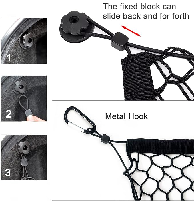 BAILALIBO Cargo Net Stretchable, Adjustable Trunk Net for SUV, Pickup and Trucks, Small Automotive Elastic Storage With Hook, Car Organizer (53x18 Inch)