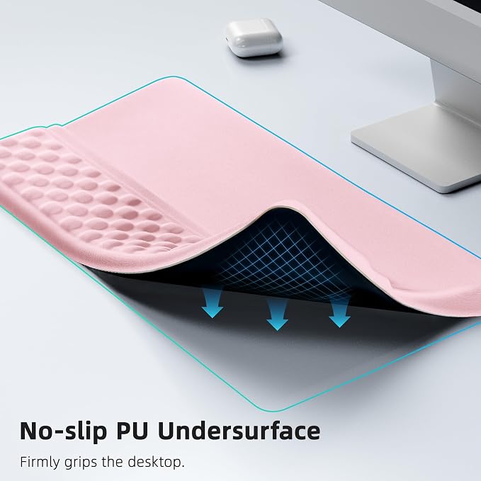 Ospelelf Keyboard Wrist Rest Pad, Comfy Ergonomic Keyboard Stand Riser Holder, Computer Wrist Support Cushion forTyping, Light Pink