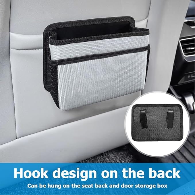 Mandark Car Trash Can, Foldable Mini Vehicle Trash Bin Garbage Organizer Holder, Waterproof Automotive Interior Hanging Dustbin Storage Bag Container Accessories, Universal for Most Cars (Beige)