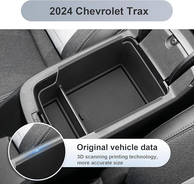 SKTU for 2024 2025 2026 Chevrolet Trax Center Console Organizer 2024-2026 Chevy Trax Insert ABS Materials Tray Armrest Storage Box 2024 2025 2026 Chevy Trax Accessories with Sunglasses Holder (Black)