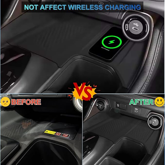 2Pcs Center Console Accessories for Toyota 2026 2025 2024 Grand Highlander Console Organizer Storage & Wireless Charging Anti-Slip Mat Protector Interior
