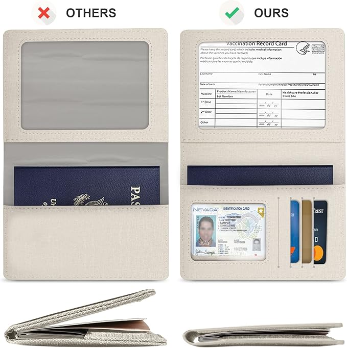 2 Pack Unisex Adult Faux Leather Passport Holder,Honeymoon Gifts,Travel Essentials-Rfid Blocking,White&Gray