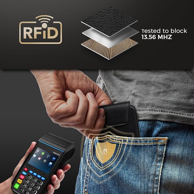 Zitahli Slim Wallet for Men with Pull-Up Tab & Cash Strap - Front Pocket Minimalist Easy Access Card Holder, RFID Blocking, Holds 8 Cards & 10-15 Bills