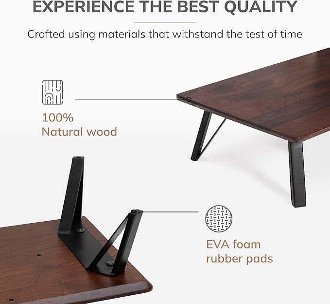 Anji Mountain Monitor Stand - Desktop Organizer & Laptop Riser, Ergonomic Monitor Riser, Space-Saving Monitor Stand for Desk, Durable Construction, Easy Assembly, Ideal for Home & Office,Walnut