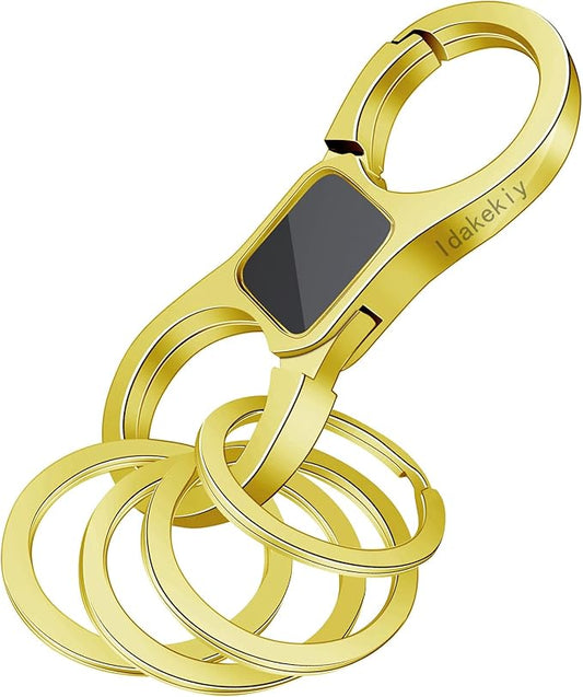 Idakekiy Key Chain Quick Release Spring with 4 Key Rings Heavy Duty Car Keychain Organizer for Men and Women