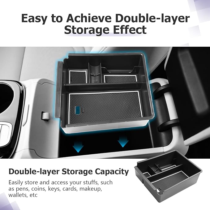 2025 2026 T ucson Accessories for 2022-2025 2026 Hyundai T ucson Center Console Organizer Armrest Storage Box Armrest Console Organizer Insert Tray White-trim(NOT FOR 2025 T ucson PHEV &Limited Model)