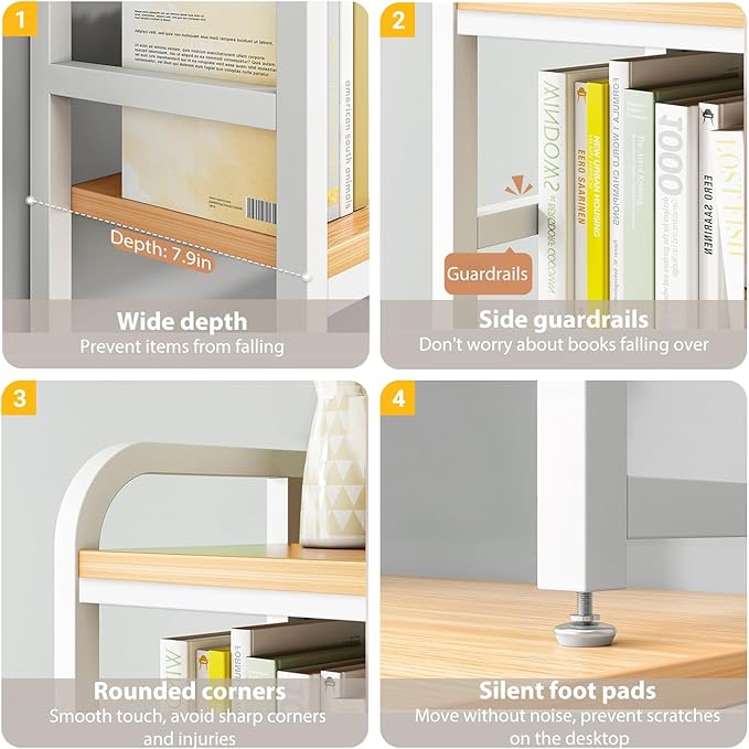Desk Hutch, 37.4 in Desk Shelf for Top of Desk with Grid Panel, Desk Hutch Top Only, Over Desk Storage for Home, Office and Dorm
