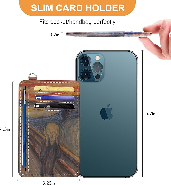SEAVILIA Credit Card Holder for Women, Scream RFID Wallet Women, Slim Minimalist Front Pocket Card Holder, Cute Thin Travel RFID Blocking Card Case, Small Wallets Woman Gifts Girls