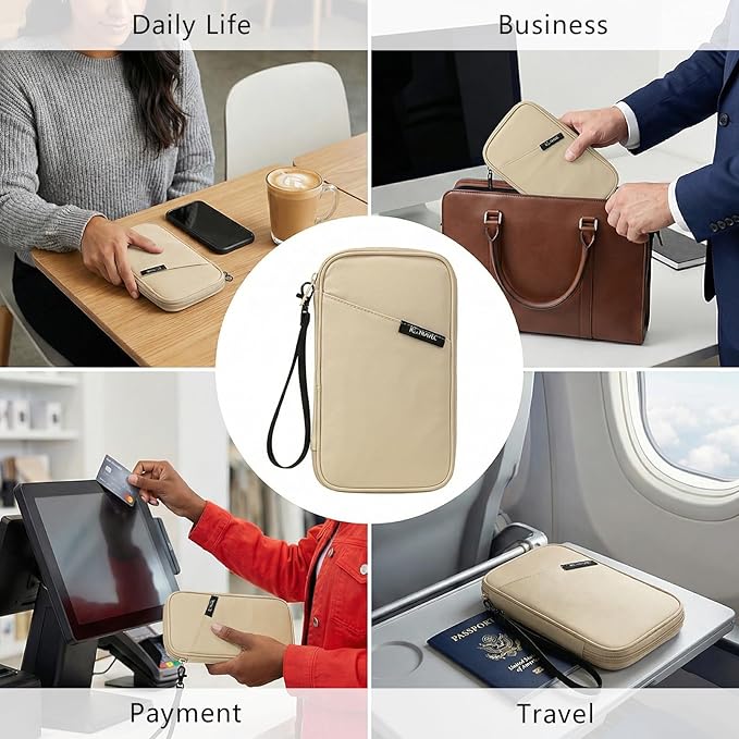 Family Passport Wallet & Travel Document Organizer-Large Capacity, Ultra-Slim Design for Men and Women,Secure Holder for Passports, Boarding Passes, Credit Cards, Cash, Travel Essentials