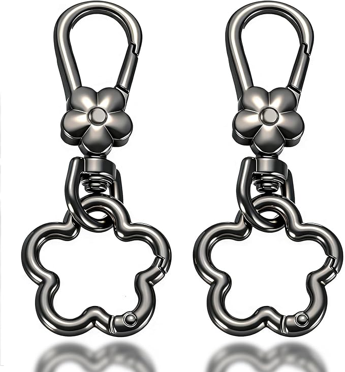 Metal Keychains for Women Men, 2PCS Cute Flower Shape Quick Release Key Chain Bag Charms Car Keychain Holder Clip