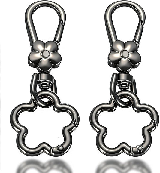 Metal Keychains for Women Men, 2PCS Cute Flower Shape Quick Release Key Chain Bag Charms Car Keychain Holder Clip