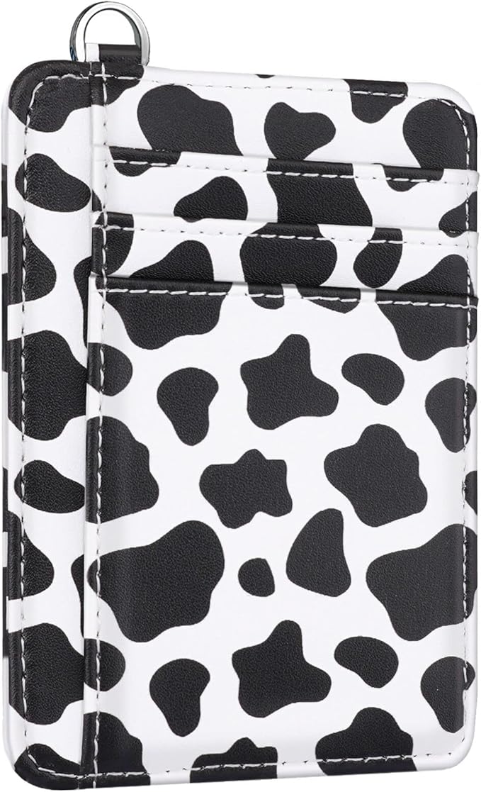 Coco Rossi Slim Front Pocket Wallet RFID ID Card Holder Cute Small Wallet with Keychian for Women,Cow