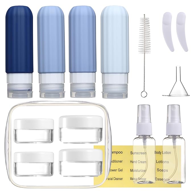 Mrsdry 16 Pack Travel Bottles for Toiletries, Leakproof Travel Containers for Toiletries, TSA Approved Silicone Travel Accessories Squeezable Refillable 3oz for Shampoo Conditioner Lotion