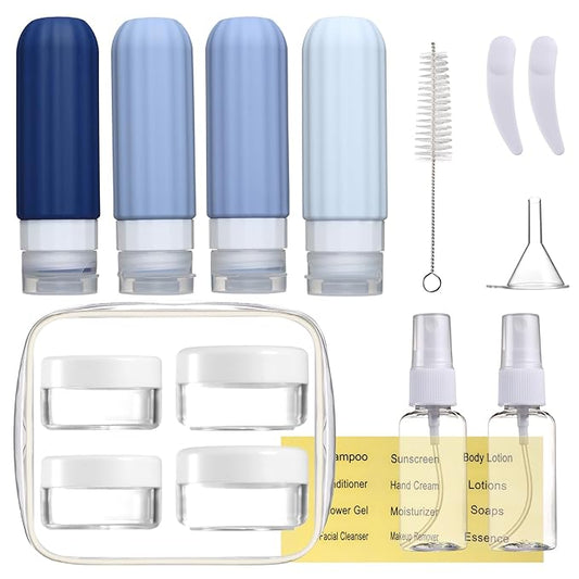 Mrsdry 16 Pack Travel Bottles for Toiletries, Leakproof Travel Containers for Toiletries, TSA Approved Silicone Travel Accessories Squeezable Refillable 3oz for Shampoo Conditioner Lotion