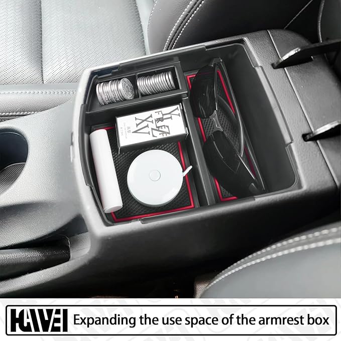HGWEI Center Console Tray Organizer Compatible with Kia Seltos 2020 2021 2022 2023 2024 2025 2026 Accessories, Middle Armrest Insert Container ABS Secondary Storage Box, Red