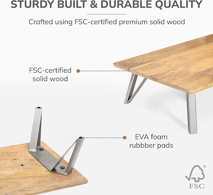 Anji Mountain Monitor Stand - Desktop Organizer & Laptop Riser, Ergonomic Monitor Riser, Space-Saving Monitor Stand for Desk, Durable Construction, Easy Assembly, Ideal for Home & Office,Natural