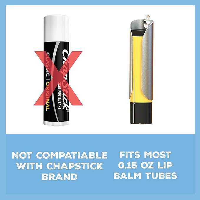 TALLAC HOUSE Lip Balm Holder Keychain Stainless Steel Sleeve Prevents Twisting in Pocket or Purse Made in USA