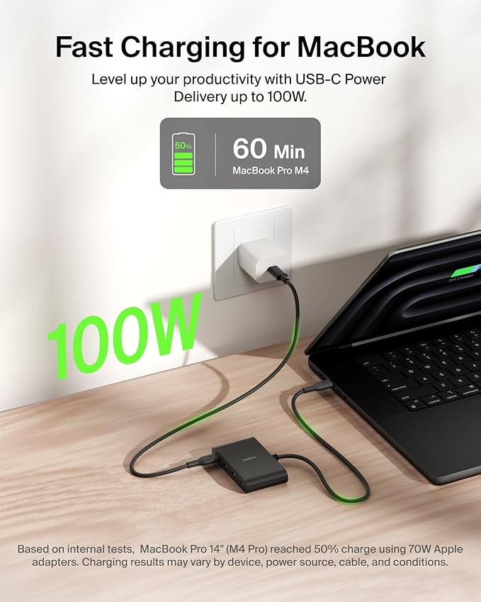 Belkin Connect 4-Port USB-C Hub - USB C Hub Multiport Adapter Dongle with 4 USB-C 3.2 Gen 2 Ports - High-Speed 10G Data Transfer for Laptop, MacBook, iPad, PC, and More - 100W PD