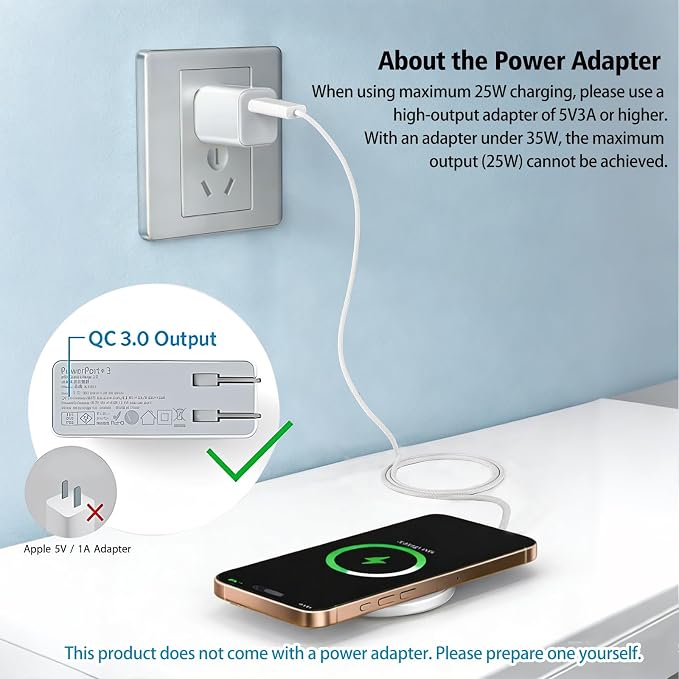 Magnetic Wireless Charger 2Pack 25W Qi2 for Magsafe Charger for iPhone 17/16/15/14/13/12Pro Max, Air pods 4-2Pro, Samsung Galaxy, Google Pixel, and More, Lightweight for Travel Home Office Desk(White)