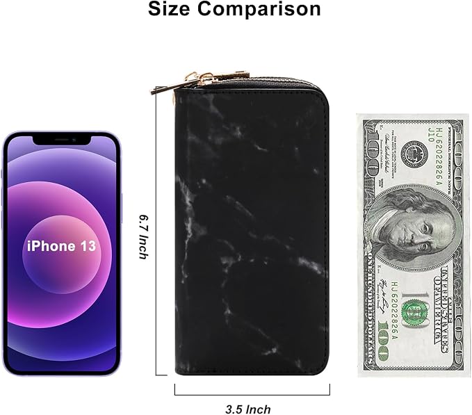 Cellphone Wallet for Women Dual Zipper Long Purse with Removable Wristlet