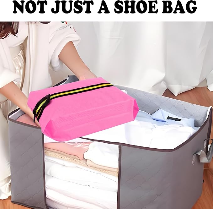 Shoe Bags for Travel, Large Capacity Waterproof Portable Shoe Bags with Zipper, Golf soccer cleats Shoe Bag, Multi-Functional Travel Shoe Pouch for Men & Women (Pink)