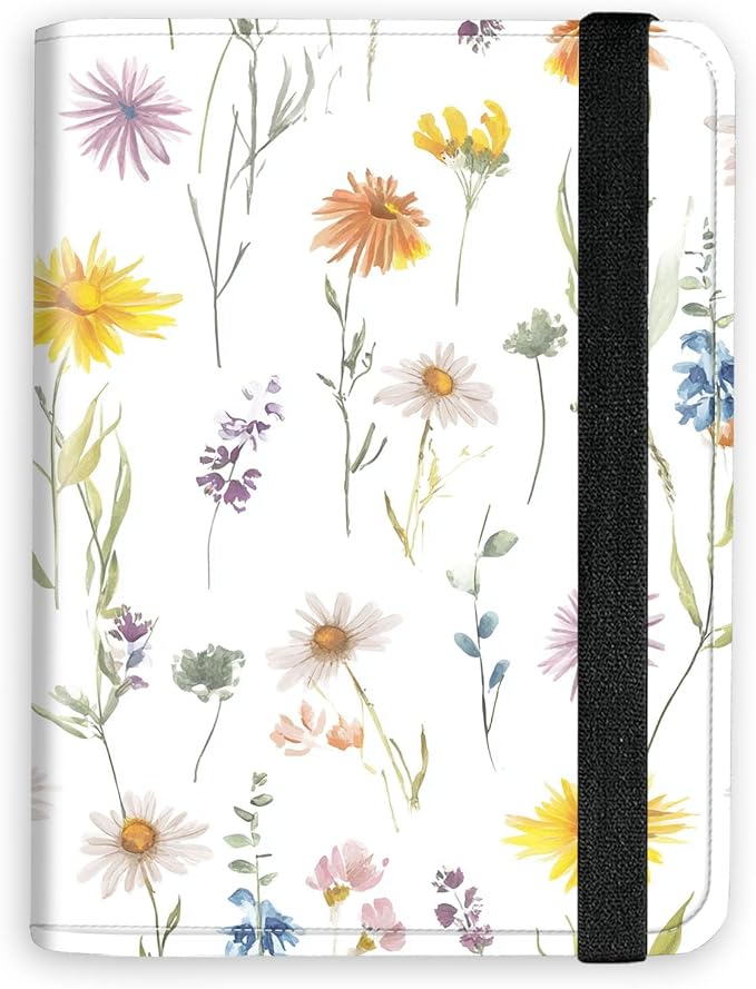 [Wildflowers Daisies Ultra-Slim Passport Holder Wallet with Pen Loop, RFID Blocking Faux Leather Travel Passport Cover, Compact Boarding Pass & Card Case Organizer for Women & Men