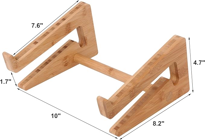 Wooden Vertical Laptop Stand for Desk, Bamboo Laptop Holder Compatible with MacBook Air Pro/Dell XPS/Surface Pro/HP/Pixelbook/Lenovo, More 13-15.6 Inch Laptops