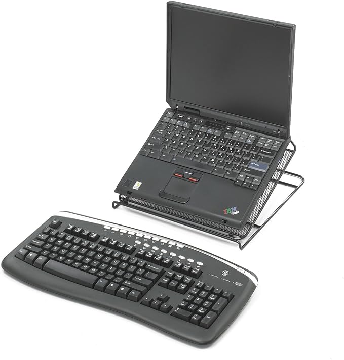Safco 2161BL Onyx Mesh Adjustable Ventilated Tabletop Laptop Stand, Ergonomic Lift Stand' Black