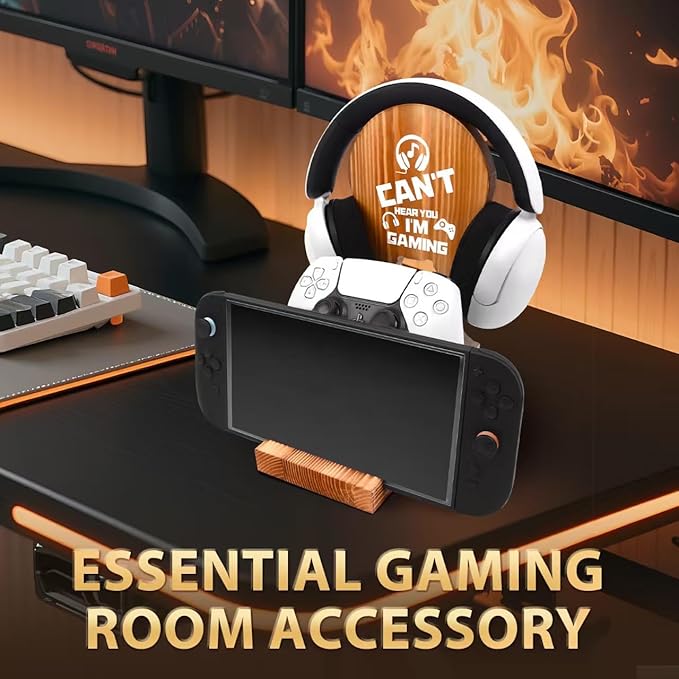 Gamer Gifts for Men Teen Boy, Gaming Room Decor for Teenage, Gaming Gifts for Boyfriend, Son, Brother, Husband, Game Stuff Accessories, Wooden Headphone and Controller Stand