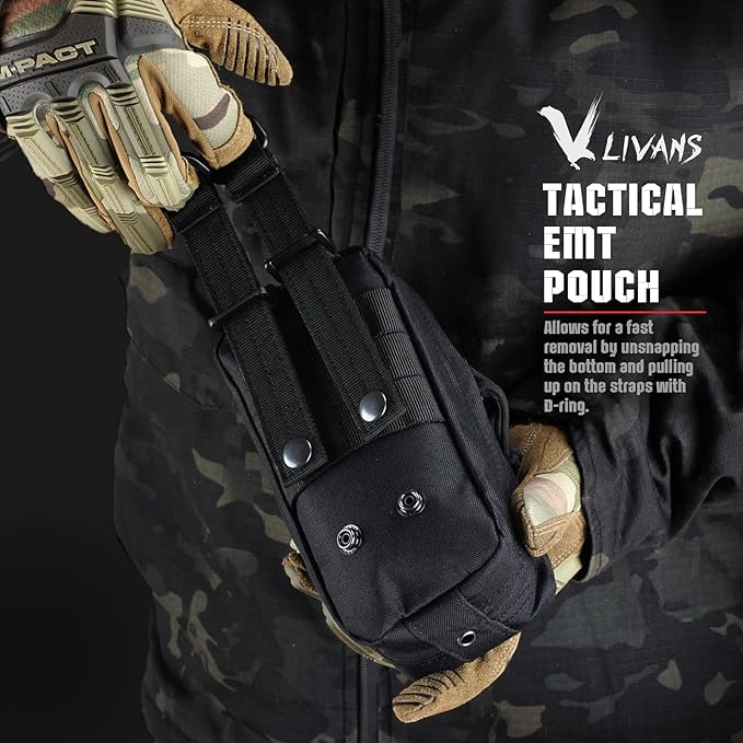 Tactical MOLLE Medical Pouch, Rip-Away EMT First Aid Pouch IFAK Trauma Kit Everyday Carry Survival Bag Include Cross Patch