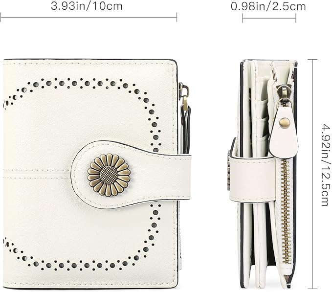 SENDEFN Small Wallets for Woman RFID Blocking Leather Bifold Credit Card Holder Purse with ID Window